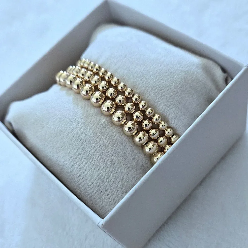 House🏠 of Harlow 1960 Set of Three3️⃣ Stretchy Gold💛 Bead Bracelets - NIB